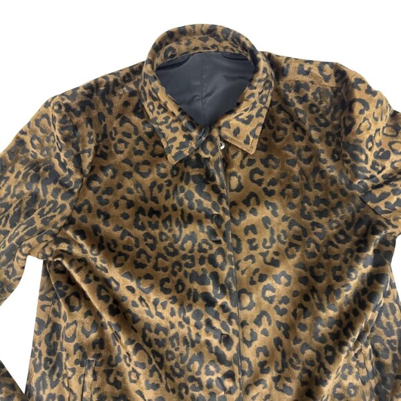 Talbots Coat Women's Medium Reversible Black Leopard Print Rain Jacket Trench - Picture 4 of 14